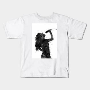 Girl Singing Black and White Silhouette Kids T-Shirt